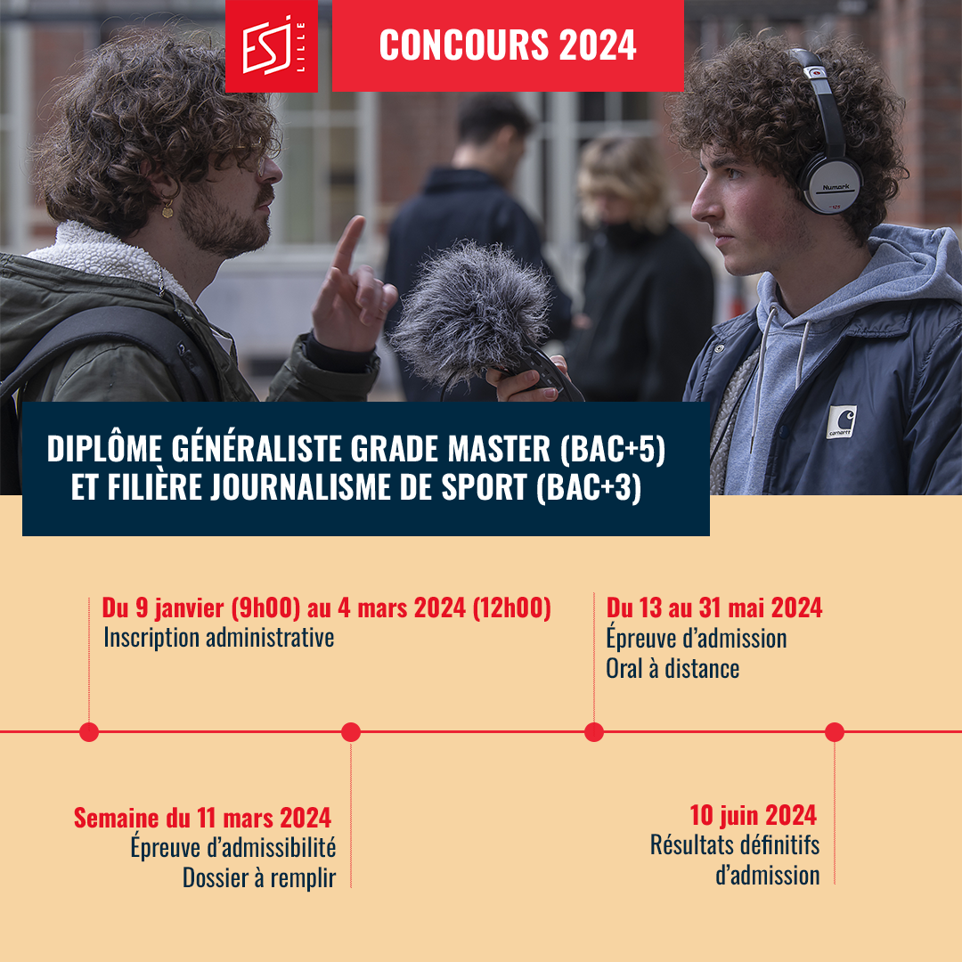Dates de concours 2024 ESJ LILLE École Superieure de Journalisme de